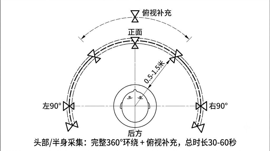 头部采集弧形路径